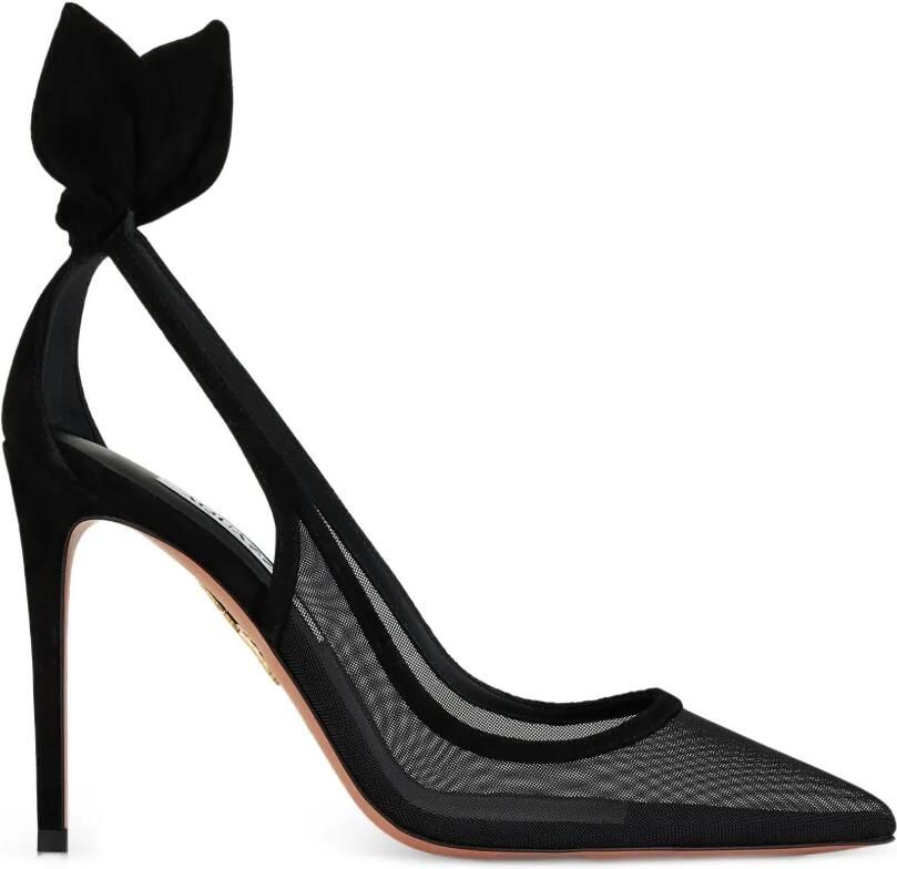 Aquazzura Mesh pumps met strik Zwart