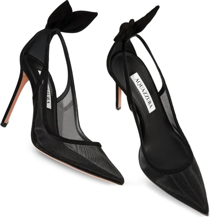 Aquazzura Mesh pumps met strik Zwart - Foto 3