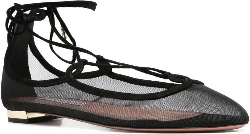 Aquazzura Mesh pumps met veters Zwart - Foto 3