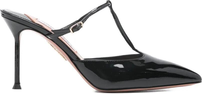 Aquazzura Muiltjes met hak en T-bandje Zwart