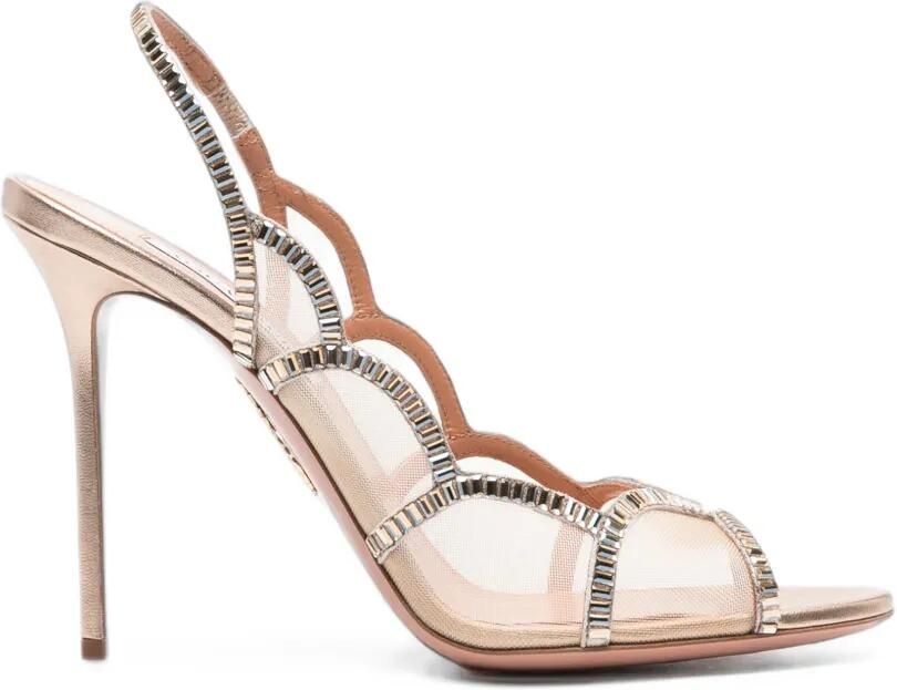 Aquazzura Nightfall crystal sling sandals Beige