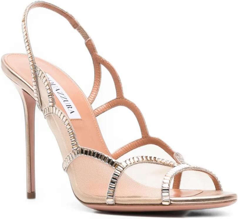 Aquazzura Nightfall crystal sling sandals Beige - Foto 3