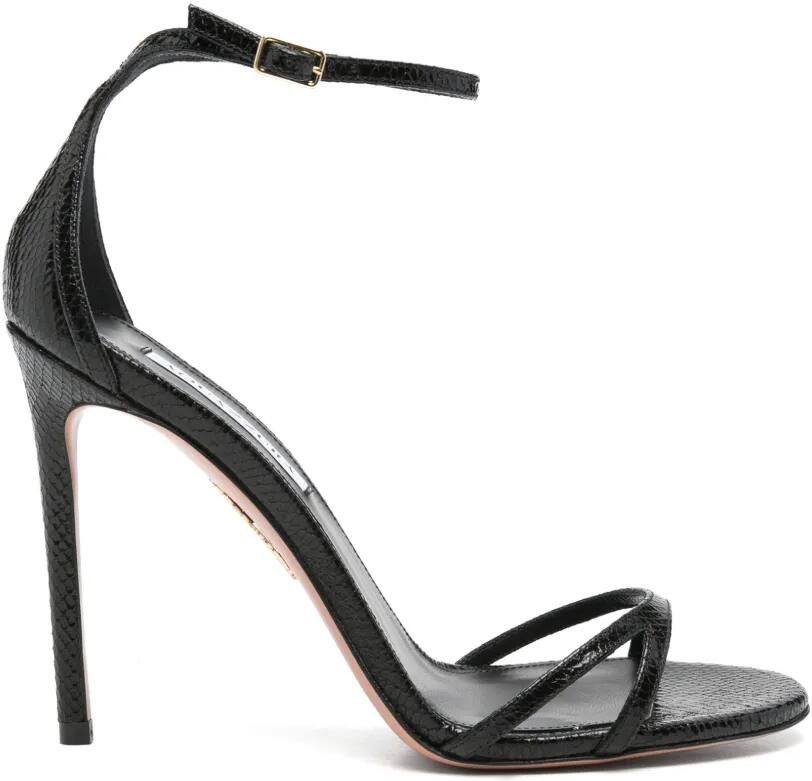 Aquazzura Nuda sandalen met slangen-effect en hak Zwart