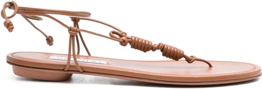 Aquazzura Oaxaca geknoopte leren sandalen Bruin