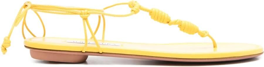 Aquazzura Oaxaca geknoopte leren sandalen Geel