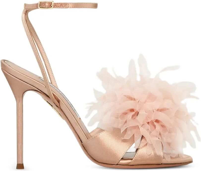 Aquazzura Poème sandalen met enkelbandje en bloemen Roze