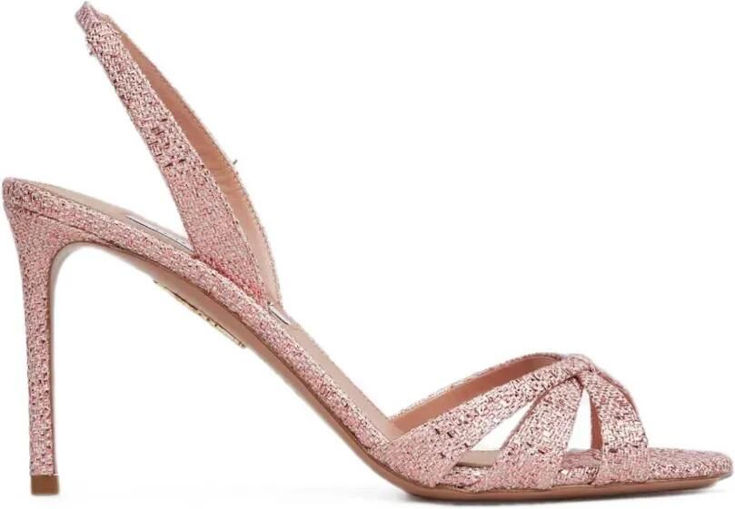 Aquazzura Pumps met gekruiste bandjes en geweven textuur Roze