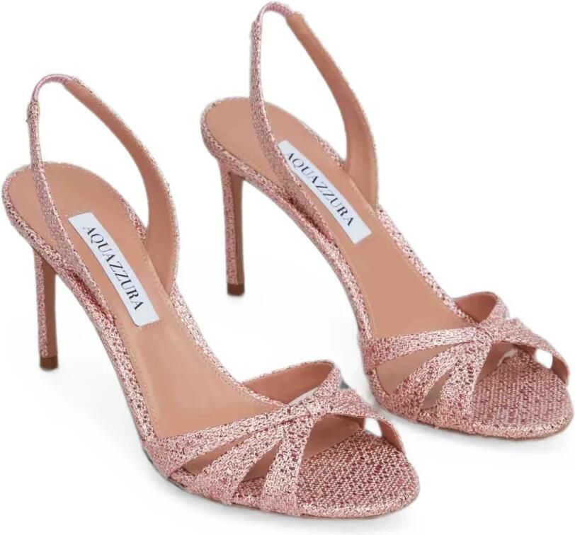 Aquazzura Pumps met gekruiste bandjes en geweven textuur Roze - Foto 2