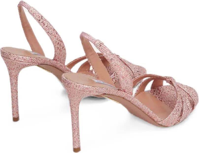 Aquazzura Pumps met gekruiste bandjes en geweven textuur Roze - Foto 4