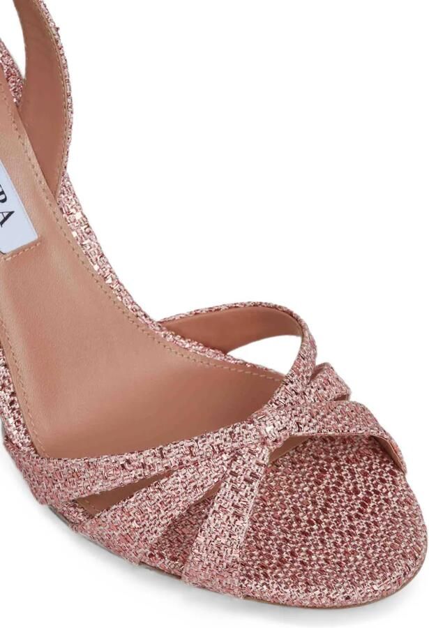 Aquazzura Pumps met gekruiste bandjes en geweven textuur Roze - Foto 3