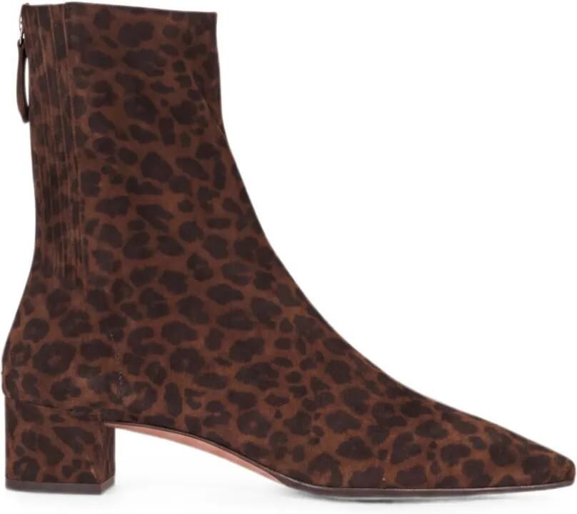 Aquazzura Saint Honoré suède enkellaarzen met luipaardprint Bruin