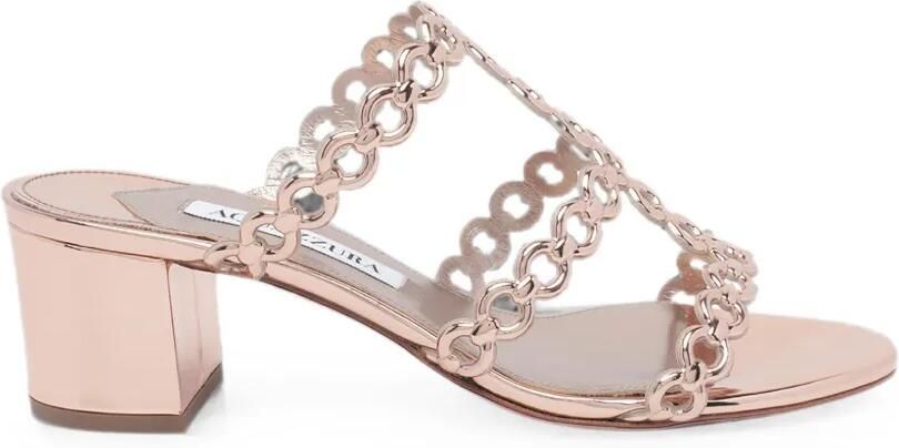 Aquazzura Sandalen met blokhak en verweven ketting Goud