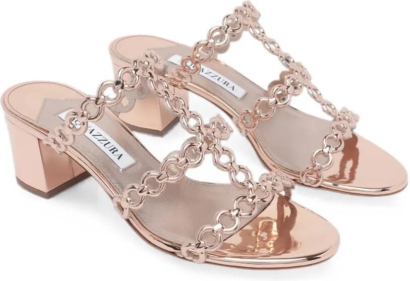 Aquazzura Sandalen met blokhak en verweven ketting Goud - Foto 3