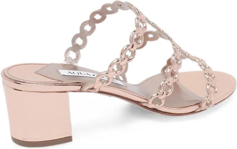 Aquazzura Sandalen met blokhak en verweven ketting Goud - Foto 4