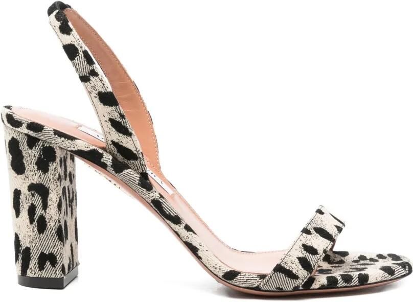 Aquazzura Sandalen met dierenprint en hak Beige