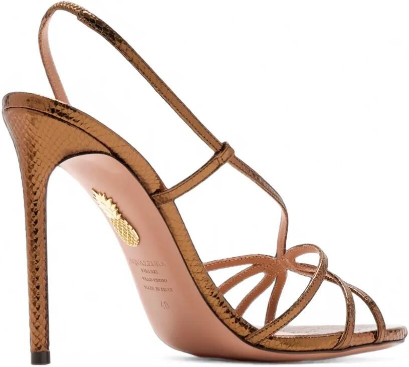 Aquazzura Sandalen met slangen-effect en bandjes Bruin - Foto 4