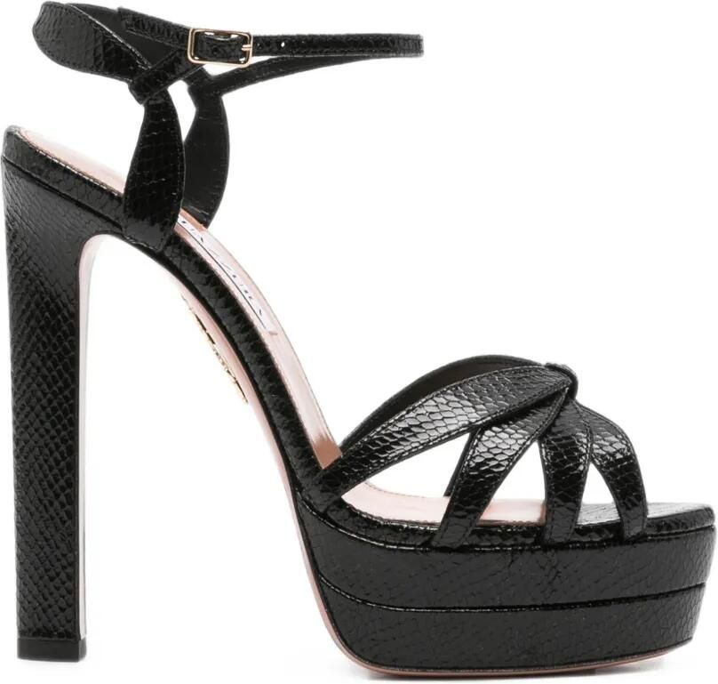 Aquazzura Sandalen met slangenleer-effect Zwart