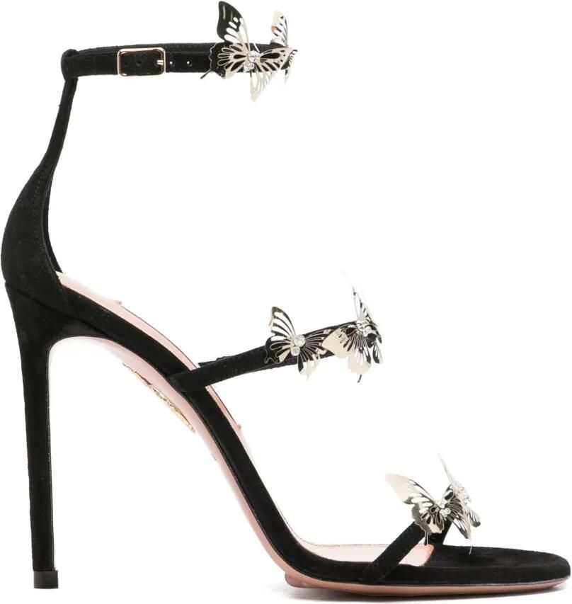 Aquazzura Sandalen verfraaid met vlinders en hak Zwart