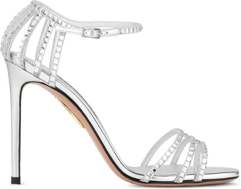 Aquazzura Sensation sandalen met kristallen hak Zilver