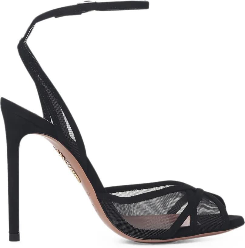 Aquazzura Shear suède sandalen met mesh vlak Zwart