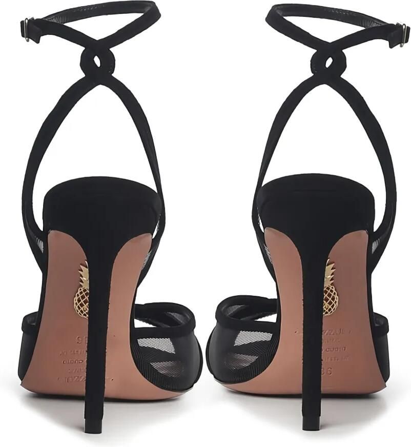 Aquazzura Shear suède sandalen met mesh vlak Zwart - Foto 2