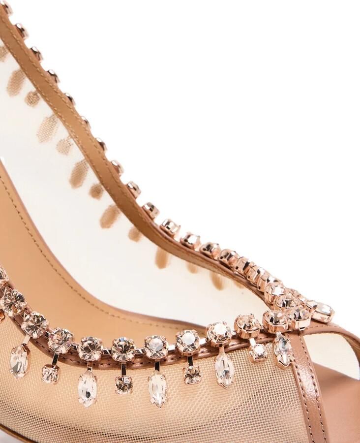 Aquazzura Slingback pumps met open neus en kralen Beige - Foto 2