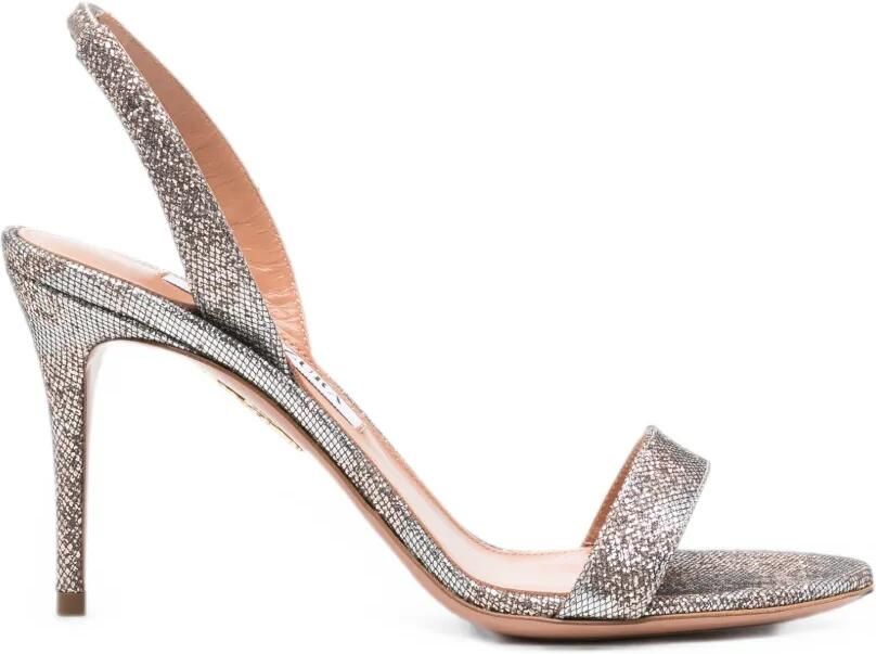 Aquazzura Slingback sandalen met metallic-effect Zilver