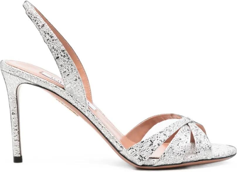 Aquazzura Slingback sandalen met metallic-effect Zilver