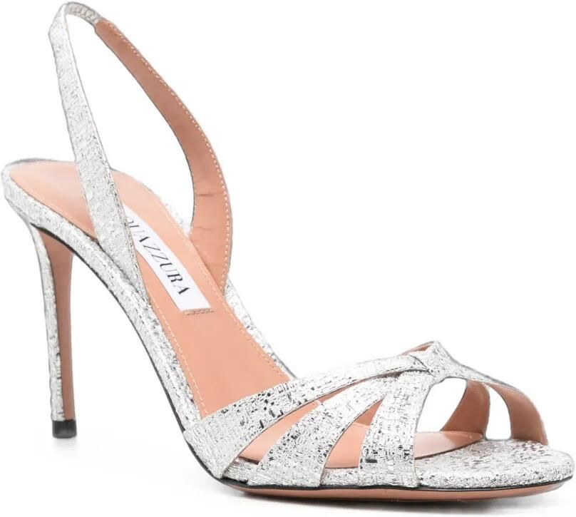Aquazzura Slingback sandalen met metallic-effect Zilver - Foto 3