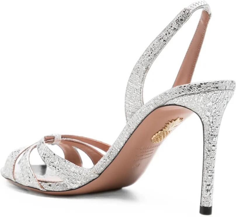 Aquazzura Slingback sandalen met metallic-effect Zilver - Foto 2