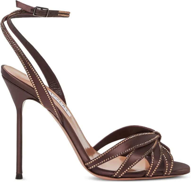 Aquazzura Soulmate sandalen met hak en verfraaid met kristallen Bruin