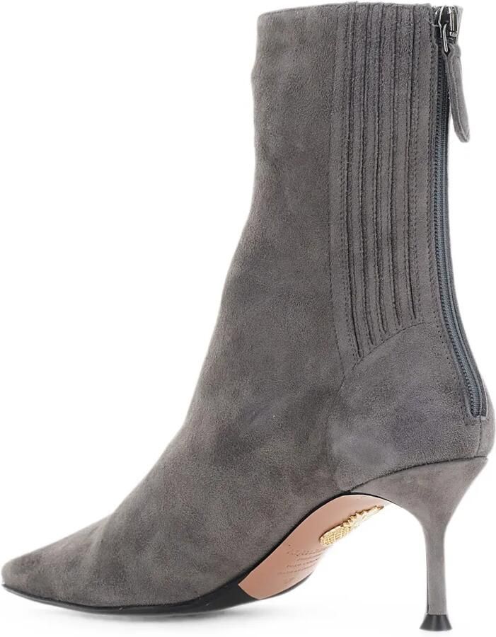 Aquazzura Suède enkellaarzen met geribbeld vlak Grijs - Foto 2