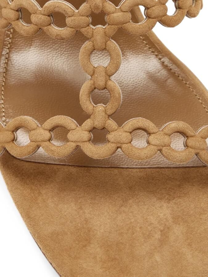 Aquazzura Suède muiltjes met verweven bandjes Beige