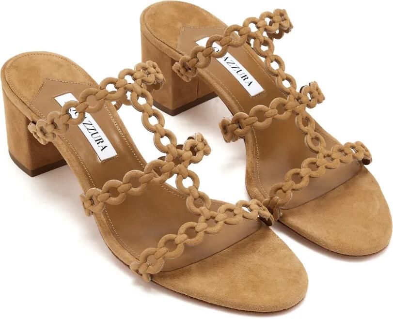 Aquazzura Suède muiltjes met verweven bandjes Beige - Foto 2