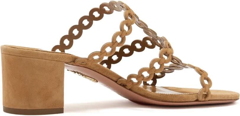 Aquazzura Suède muiltjes met verweven bandjes Beige - Foto 3
