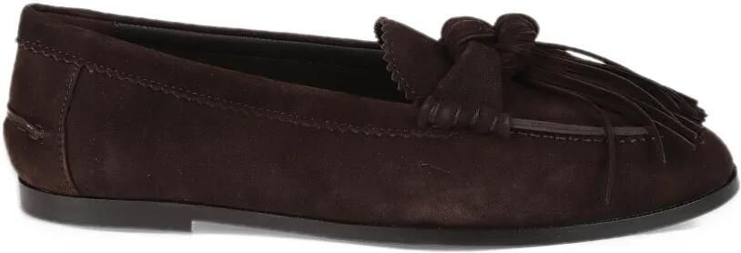 Aquazzura Suède loafers met kwastjes Bruin