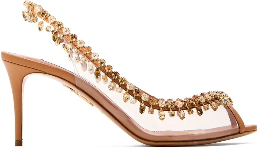 Aquazzura Temptation slingback pumps met kristallen Beige