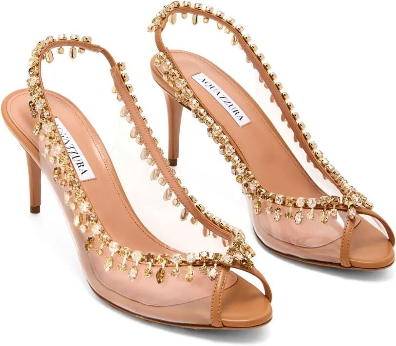Aquazzura Temptation slingback pumps met kristallen Beige - Foto 3