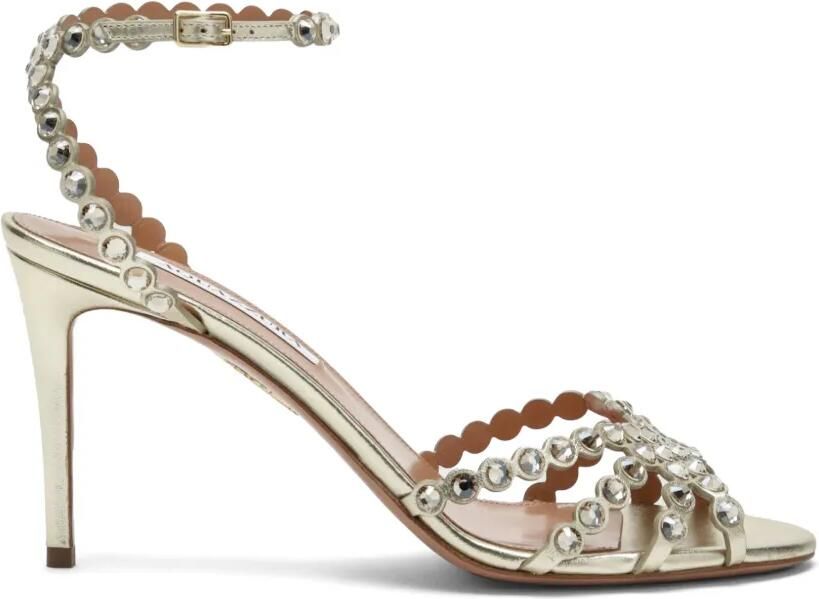 Aquazzura Tequila crystal-embellished heeled sandals Grijs