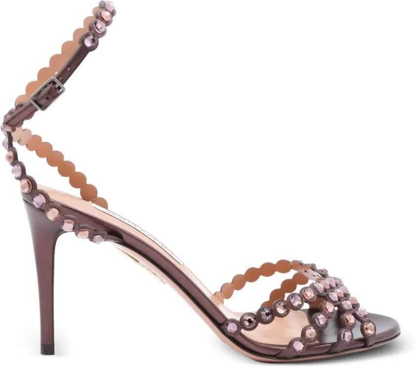 Aquazzura Tequila sandalen met hak en verfraaid met kristallen Bruin