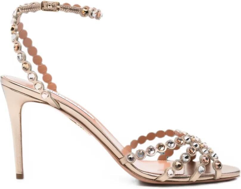 Aquazzura Tequila sandalen met hak en verfraaid met kristallen Goud