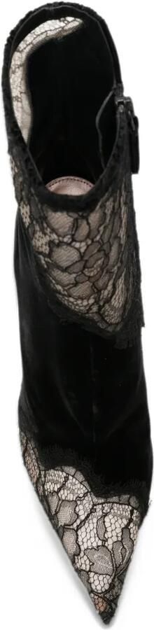 Aquazzura velvet Meadow booties 105 Zwart