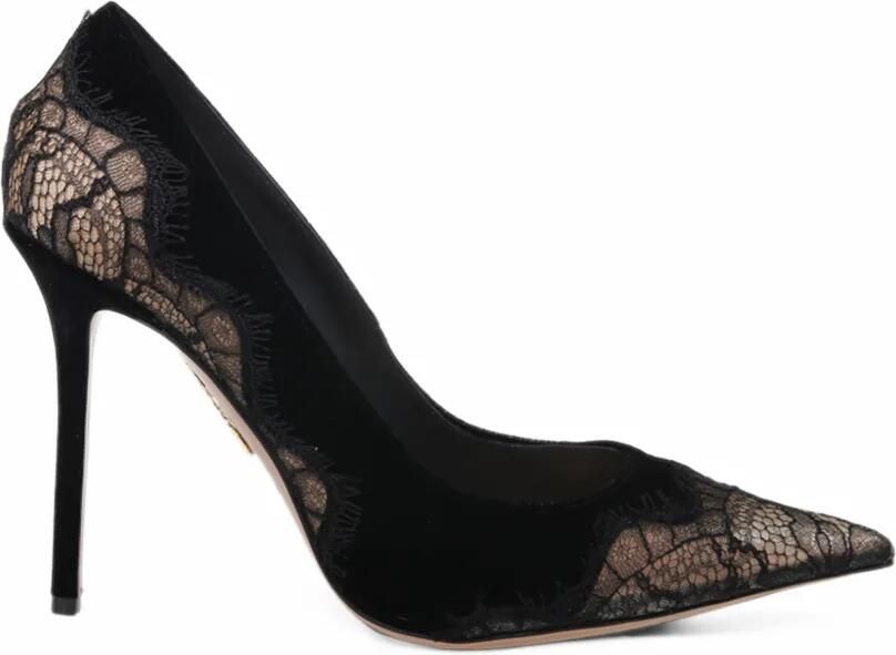 Aquazzura velvet meadow pumps 105 Zwart