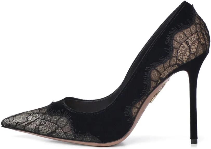 Aquazzura Velvet Meadow pumps 105 Zwart - Foto 4