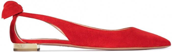 Aquazzura Ballerina's met strik Rood