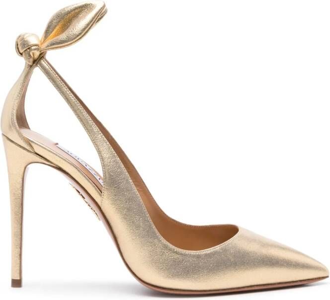 Aquazzura Bow Tie 105mm leren pumps Goud