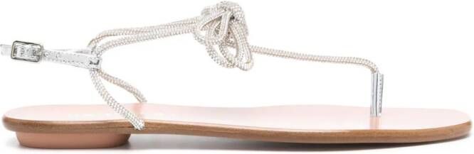 Aquazzura Capri Nights leren sandalen Zilver