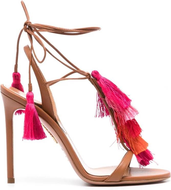 Aquazzura Capri 105mm sandalen met kwastje Bruin