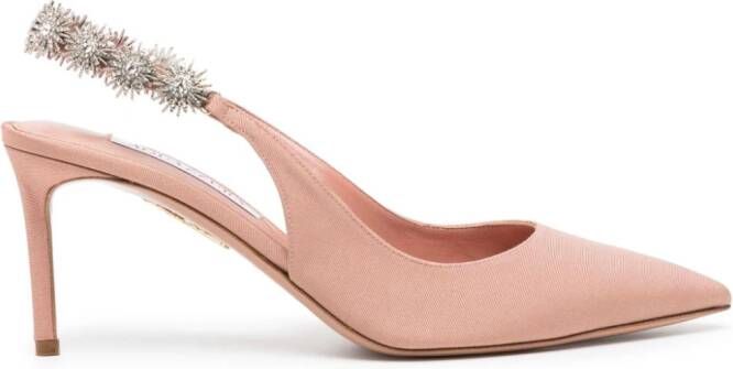 Aquazzura Comet Link grosgrain pumps Roze