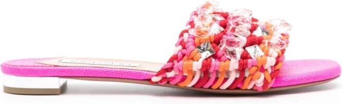 Aquazzura Crystal Cote slippers Roze